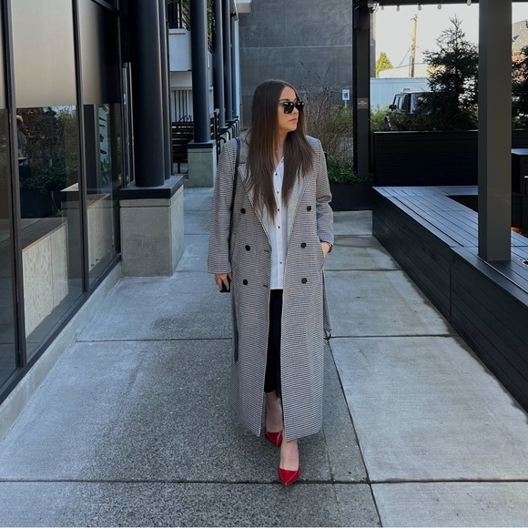 Oversized Double-Breasted Maxi Coat - DOUBLE FACE PLAID - Picture 4 of 6